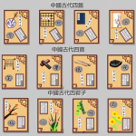 中國傳統琴棋書畫文化牆KT板